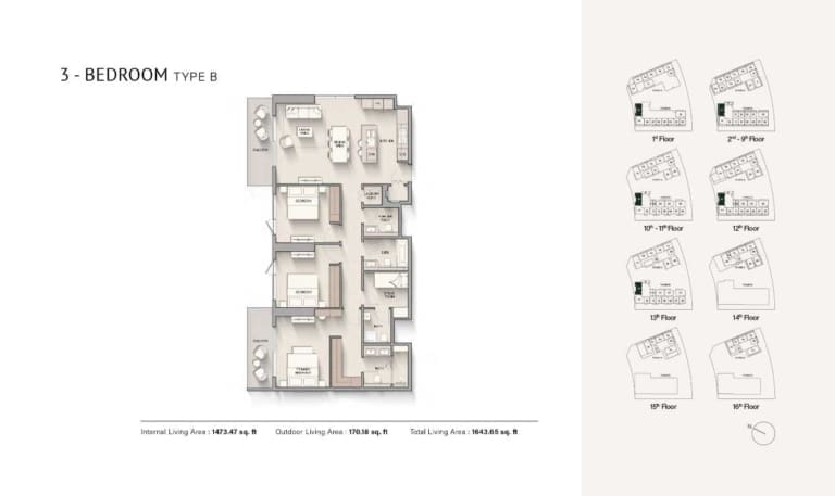 Hillgate 3 Bedroom Apartment Type B Floor Plan