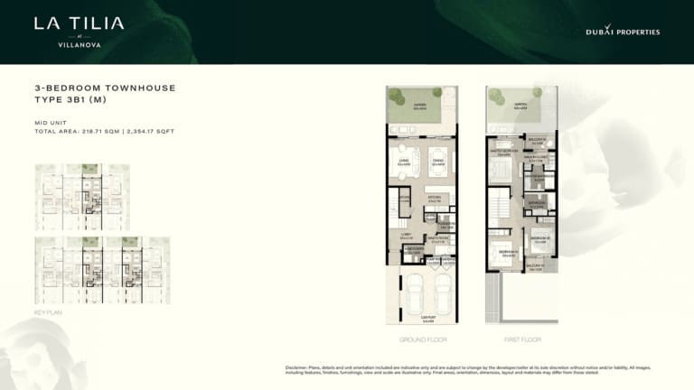LA TILIA 3 Bedroom Townhouse Type 3B1 – M Floor Plan