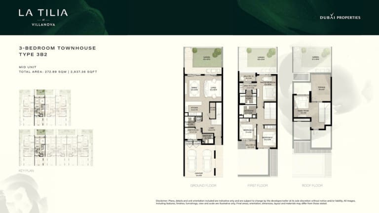 LA TILIA 3 Bedroom Townhouse Type 3B2 -1 Floor Plan