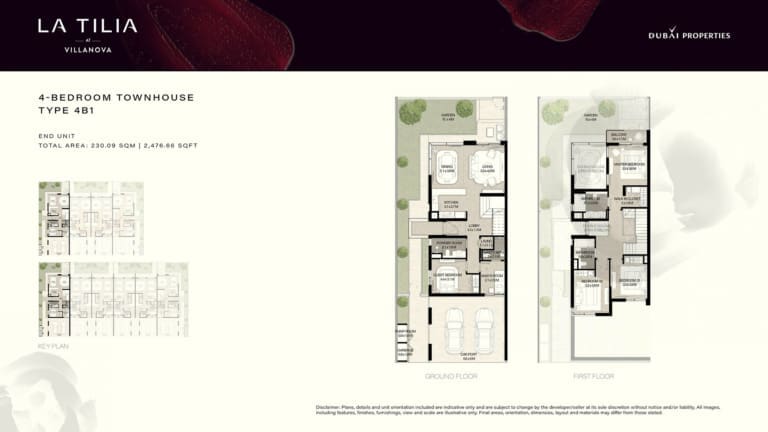 LA TILIA 4 Bedroom Townhouse Type 4B1 Floor Plan