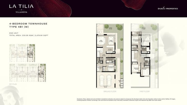 LA TILIA 4 Bedroom Townhouse Type 4B1 M Floor Plan