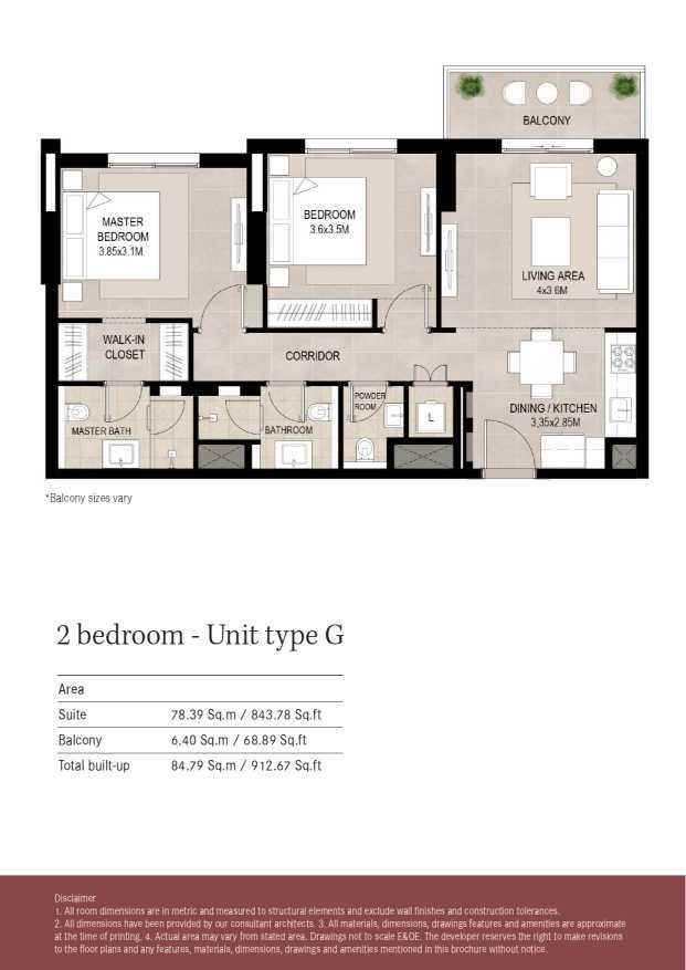 Lexington 2 Bedroom Unit Type G Floor Plan