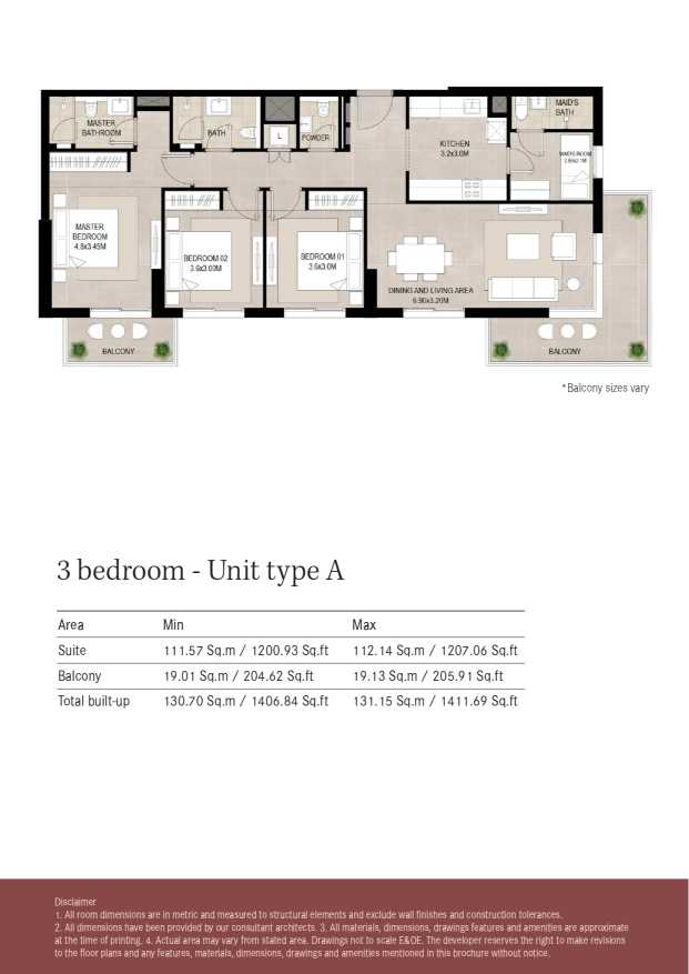 Lexington 3 Bedroom Unit Type A Floor Plan