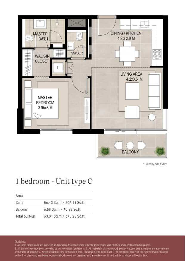 Lexington 1 Bedroom Unit Type C Floor Plan