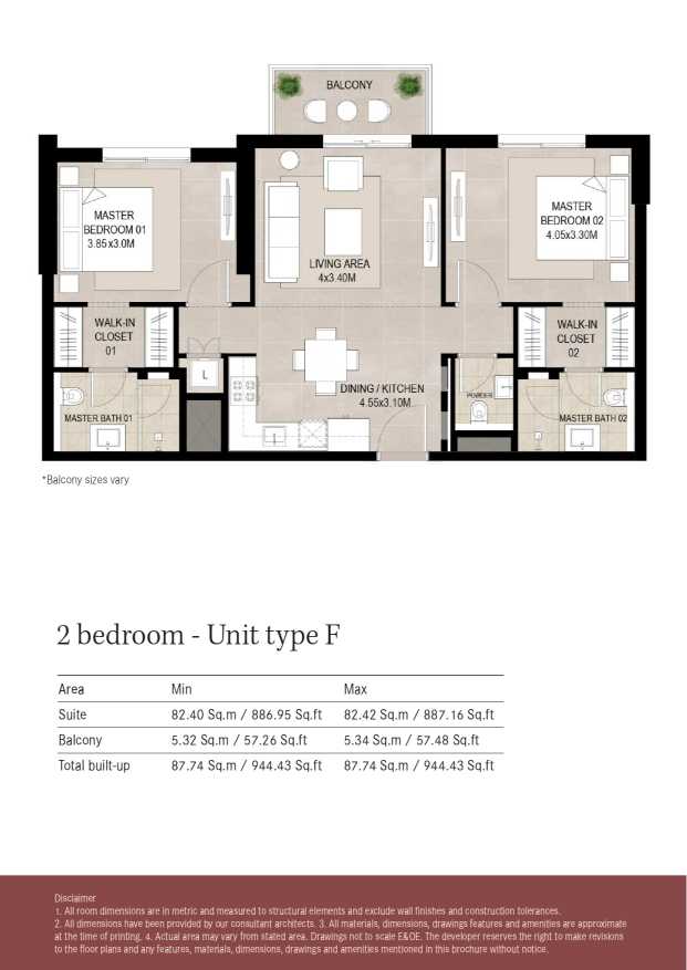 Lexington 2 Bedroom Unit Type F Floor Plan