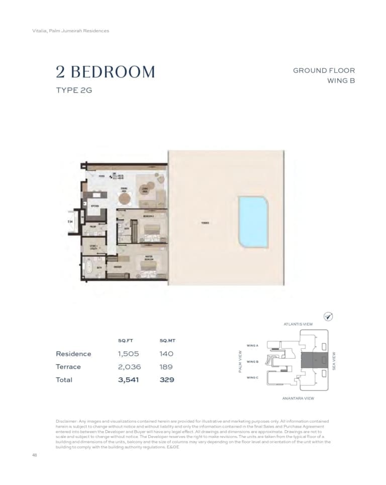 Vitalia Residences 2 Bedroom Type 2G Floor Plan