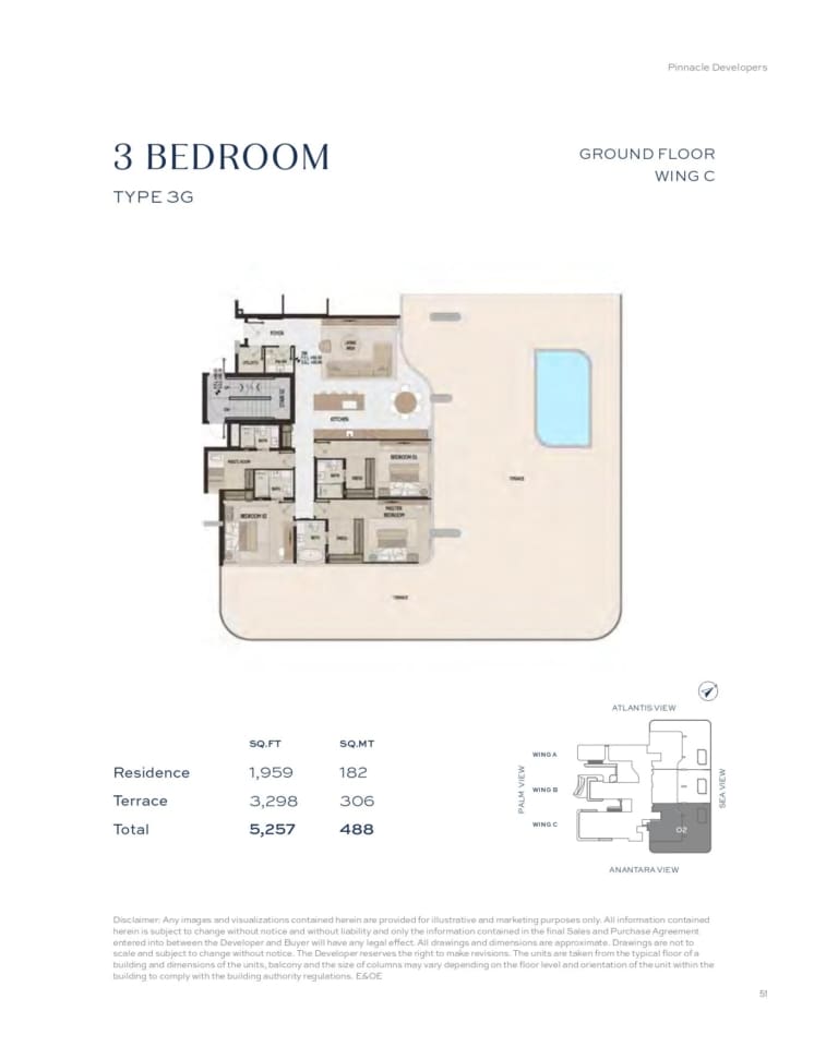 Vitalia Residences 3 Bedroom Type 3G Wing C Floor Plan