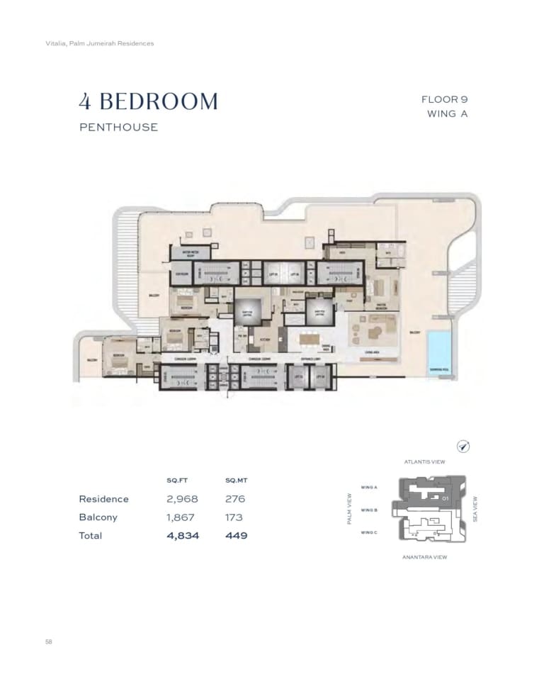 Vitalia Residences 4 Bedroom Penthouse Winga A Floor Plan