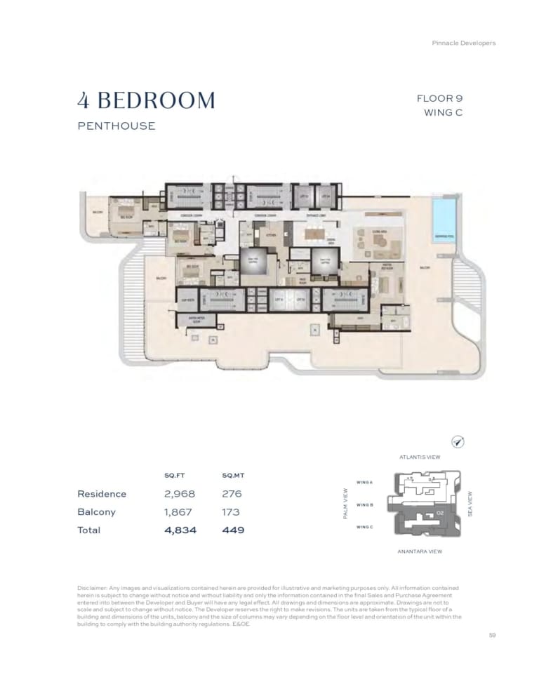 Vitalia Residences 4 Bedroom Penthouse Winga C Floor Plan