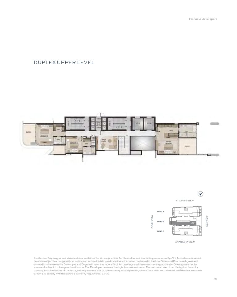 Vitalia Residences 4 Bedroom Duplex Type 4F Upper Level Floor Plan
