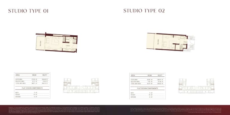 Binghatti Ruby Studio Type 01 & 02 Floor Plan