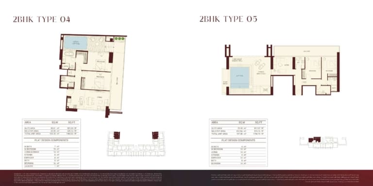 Binghatti Ruby 2 Bedroom Apartment Type 04 & 05 Floor Plan