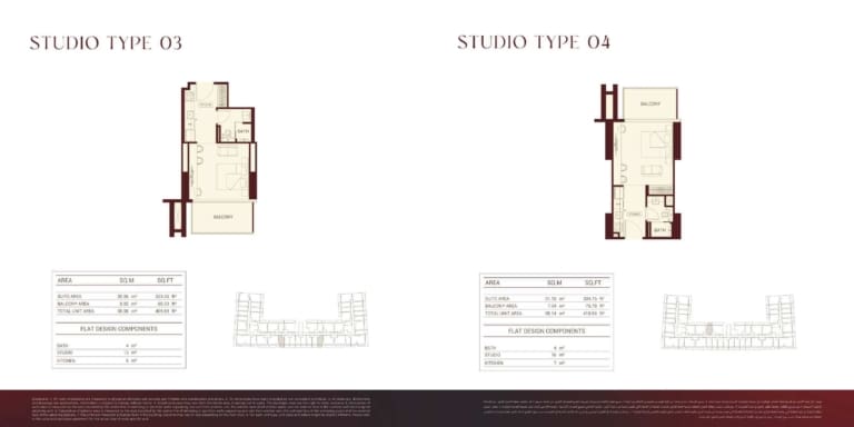 Binghatti Ruby Studio Type 03 & 04 Floor Plan