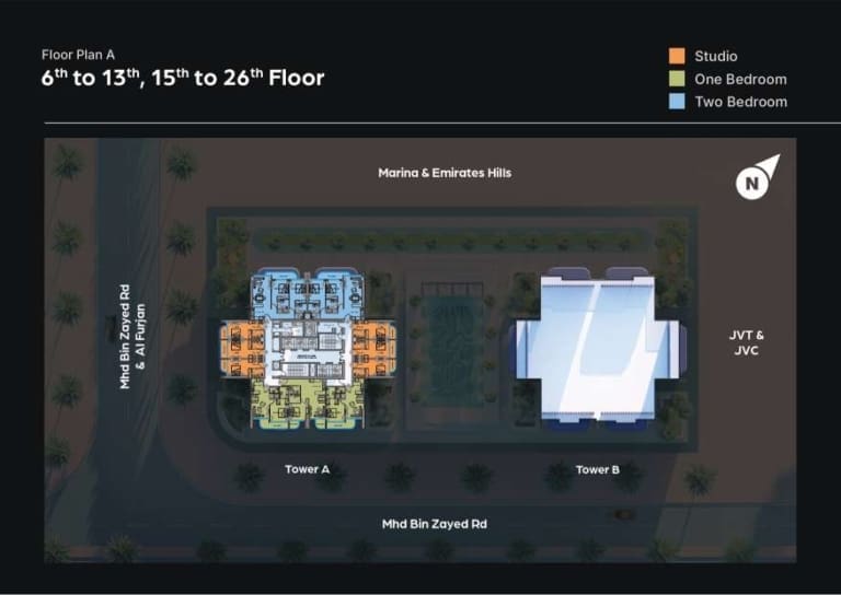 Guzel Tower 6 to 13 & 15 to 26 Floor Plan