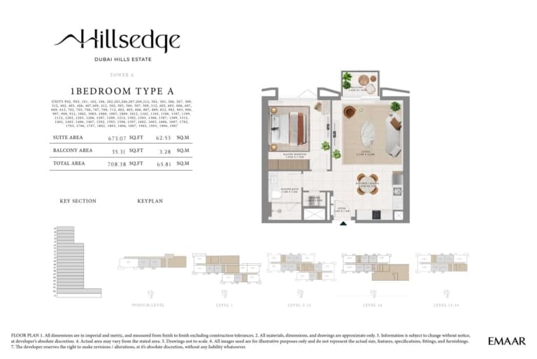 Hillsedge 1 Bedroom Type A Floor Plan