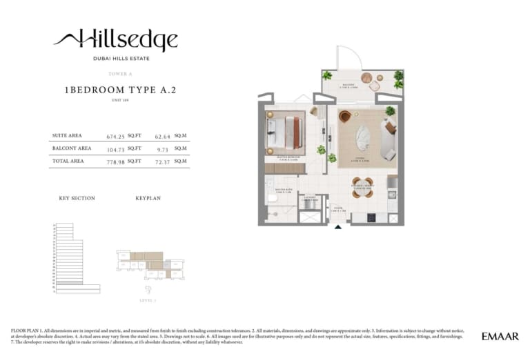 Hillsedge 2 Bedroom Type A.1 Floor Plan