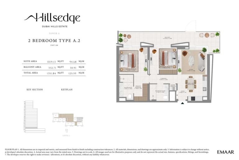 Hillsedge 2 Bedroom Type A.2 Floor Plan