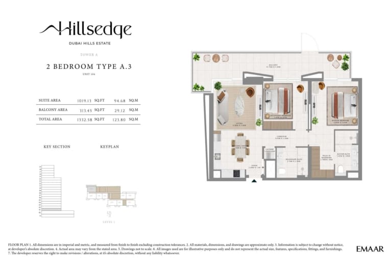 Hillsedge 2 Bedroom Type A.3 Floor Plan