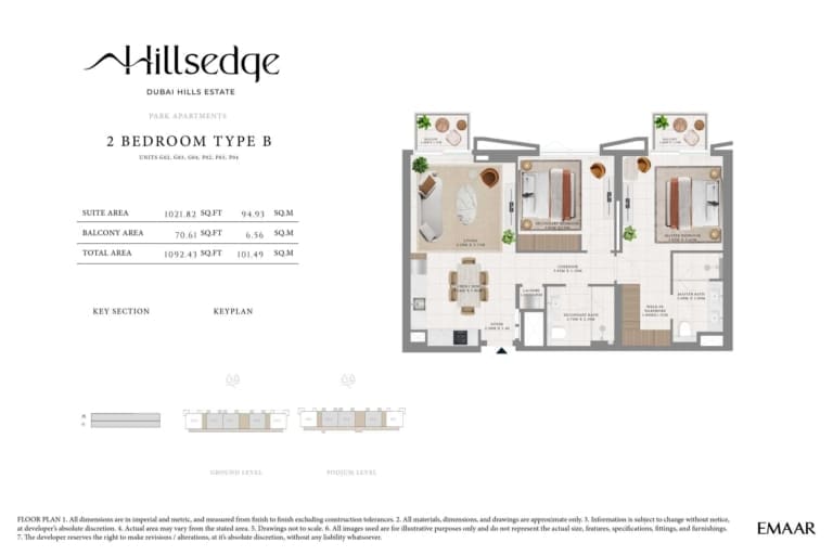 Hillsedge 2 Bedroom Type B Floor Plan