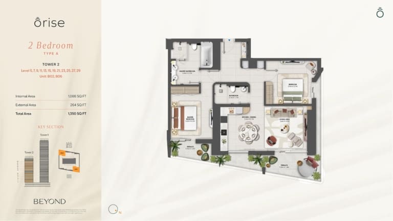 Orise by Beyond 2 Bedroom Type A Floor Plan