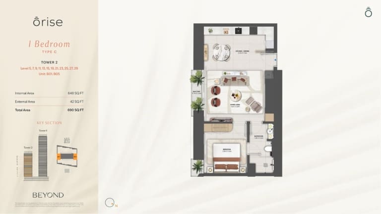 Orise by Beyond 1 Bedroom Type C Floor Plan