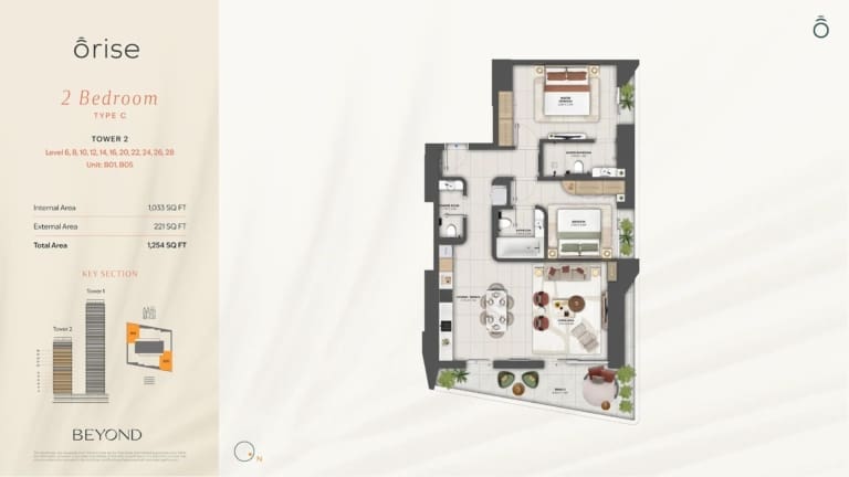 Orise by Beyond 2 Bedroom Type C Floor Plan