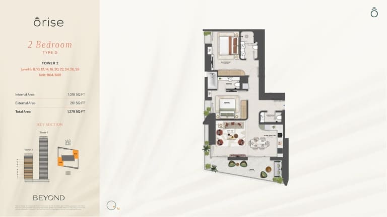 Orise by Beyond 2 Bedroom Type D Floor Plan