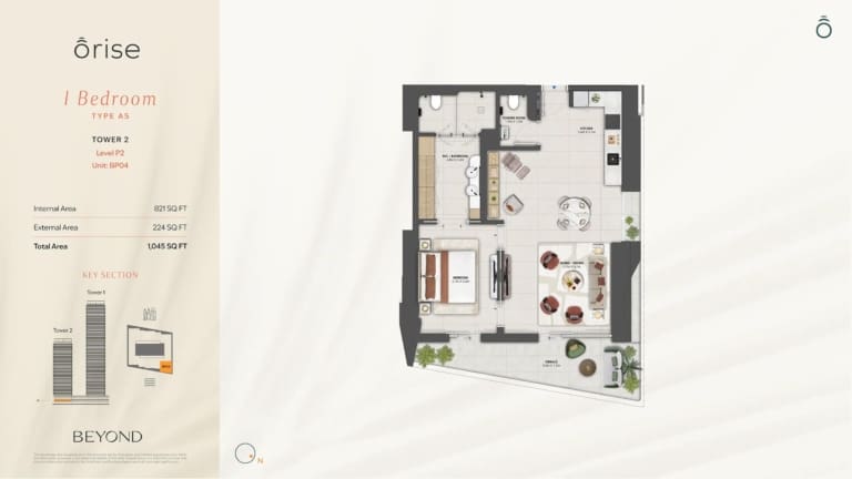 Orise by Beyond 1 Bedroom Type A5 Floor Plan