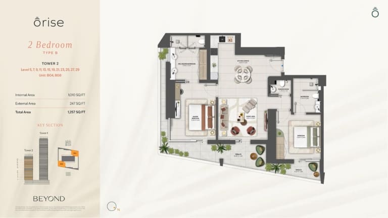 Orise by Beyond 2 Bedroom Type B Floor Plan
