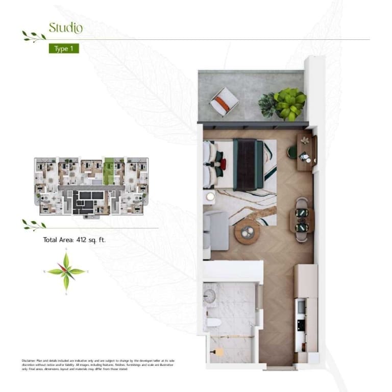 Vega Residences Studio Apartment Type 1 Floor Plan