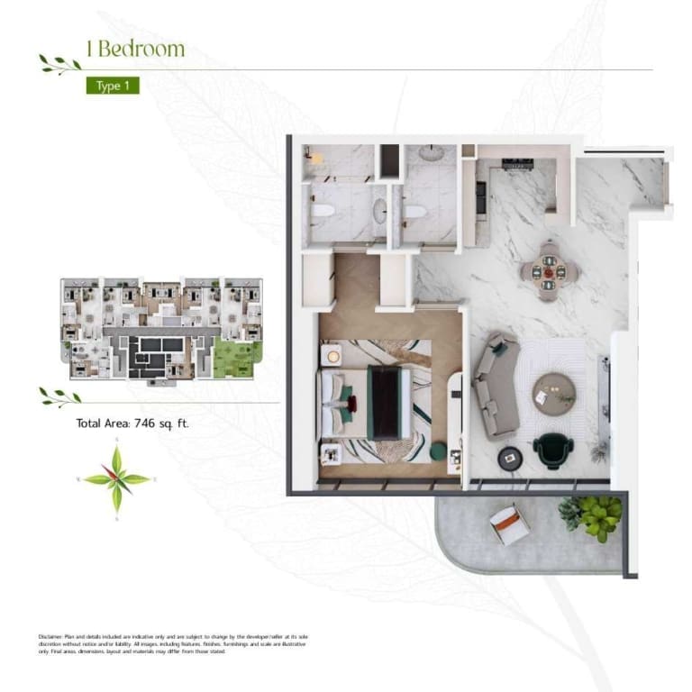 Vega Residences 1 Bedroom Apartment Type 1 Floor Plan