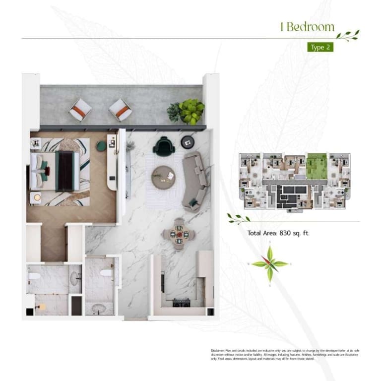Vega Residences 1 Bedroom Apartment Type 2 Floor Plan