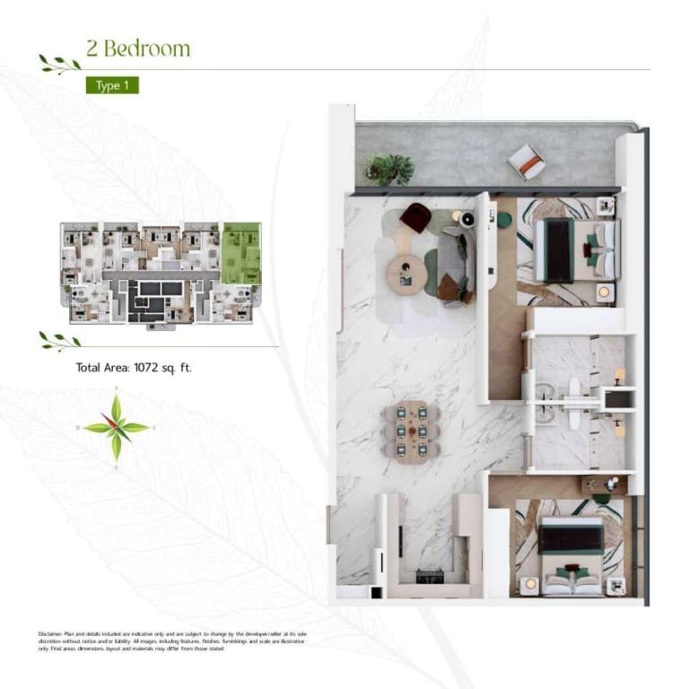 Vega Residences 2 Bedroom Apartment Type 1 Floor Plan