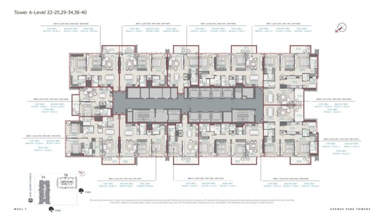 Avenue Park Tower A Level 22-25 | 29-34 | 38-40 Floor Plan