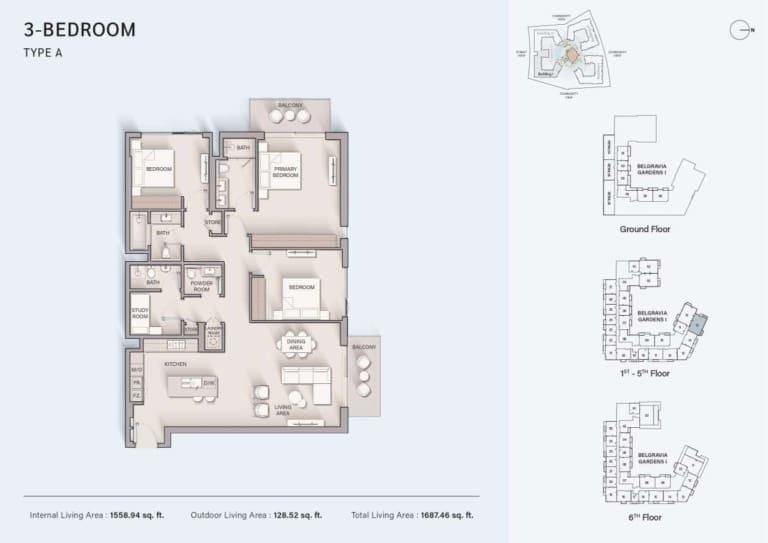 Belgrave Gardens 3 Bedroom Type A Floor Plan