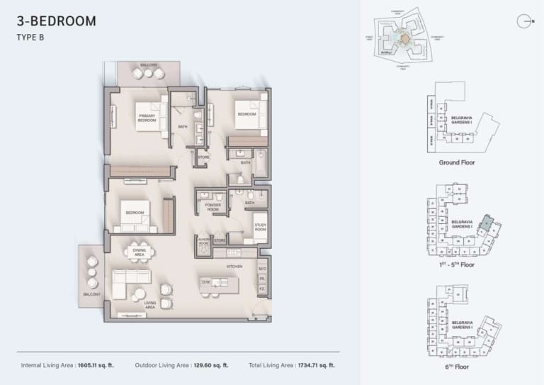 Belgrave Gardens 3 Bedroom Type B Floor Plan