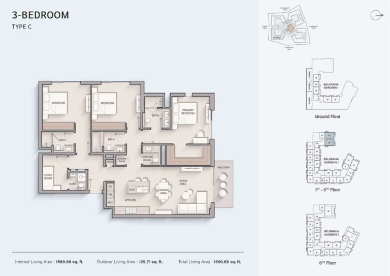 Belgrave Gardens 3 Bedroom Type C Floor Plan