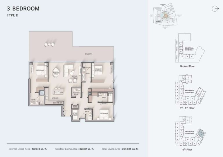 Belgrave Gardens 3 Bedroom Type D Floor Plan