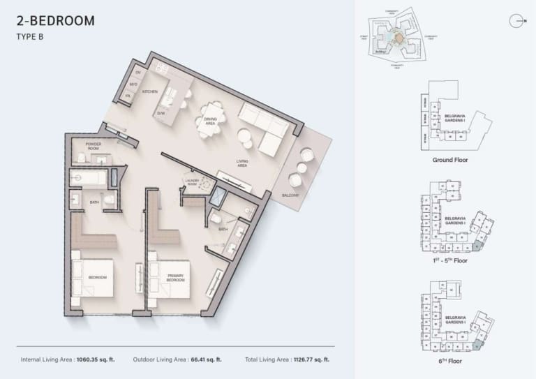 Belgrave Gardens 2 Bedroom Type B Floor Plan