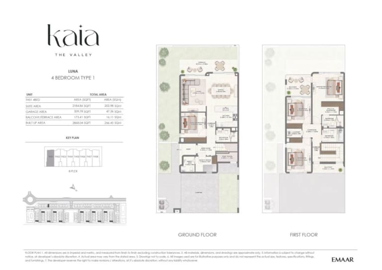 KAIA by Emaar LUNA 4 Bedroom Type 1 Floor Plan