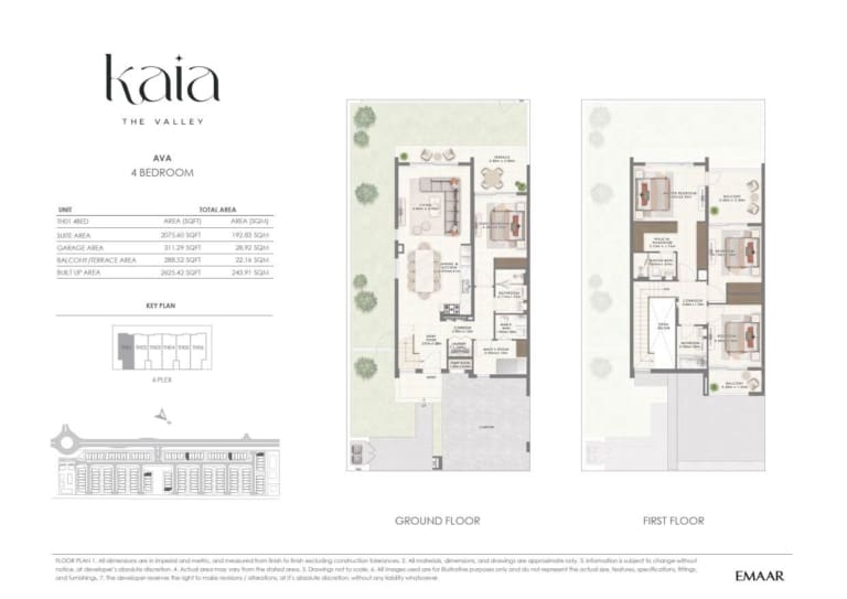 KAIA by Emaar AVA 4 Bedroom Floor Plan