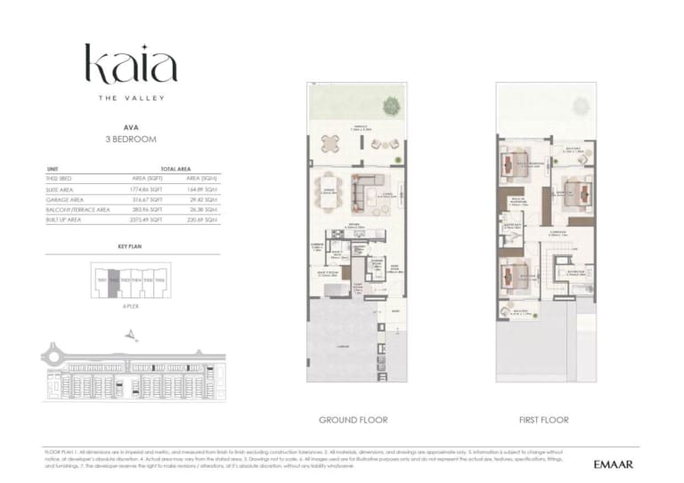 KAIA by Emaar AVA 3 Bedroom Floor Plan