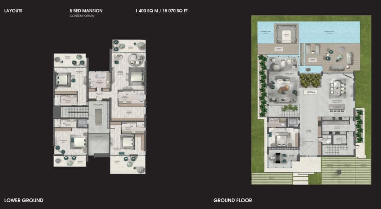 Bentley Homes 5 Bedoom Mansion Contemporary Lower Ground & Ground Floor Plan