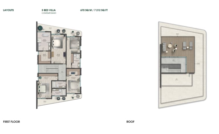 Bentley Homes 5 Bedoom Villa Contemporary First & Roof Floor Plan