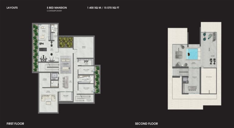 Bentley Homes 5 Bedoom Mansion Contemporary 1st & 2nd Floor Plan