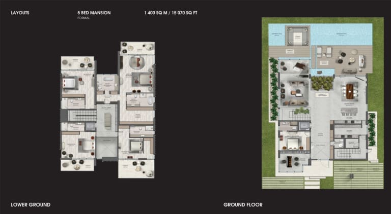 Bentley Homes 5 Bedoom Mansion Formal Lower Ground & Ground Floor Plan