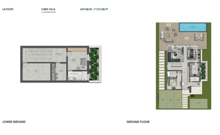 Bentley Homes 5 Bedoom Villa Contemporary Lower & Ground Floor Plan