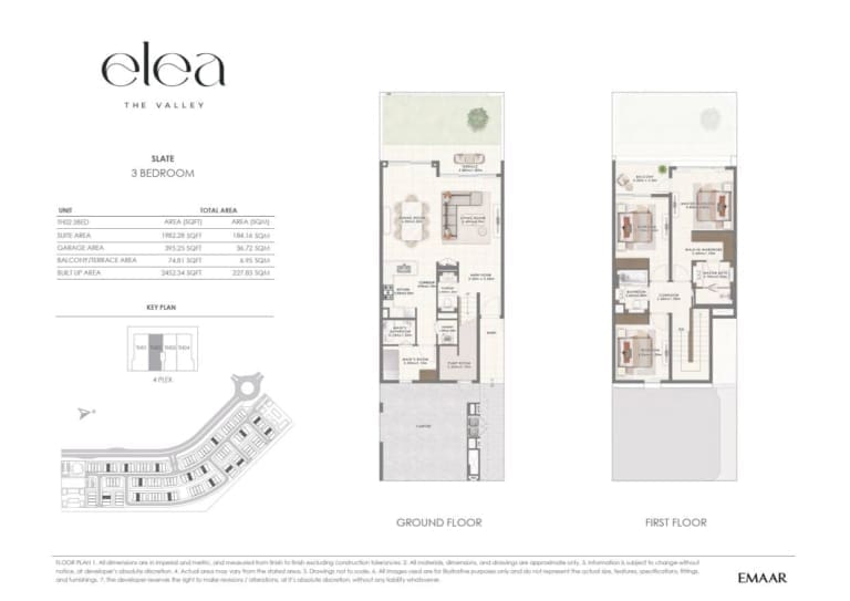 Elea by Emaar Slate 3 Bedroom Floor Plan