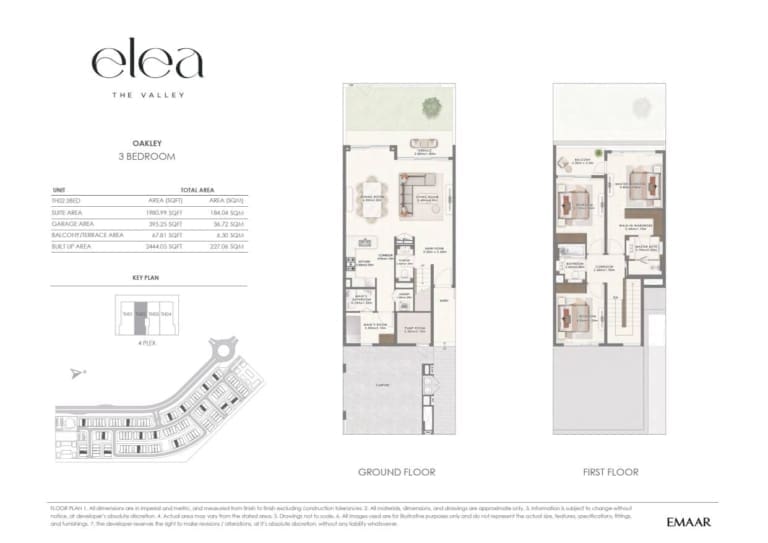 Elea by Emaar Oakley 3 Bedroom Floor Plan