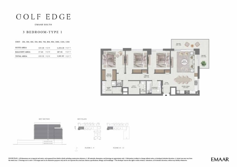 Golf Edge 3 Bedroom Type 1 Floor Plan